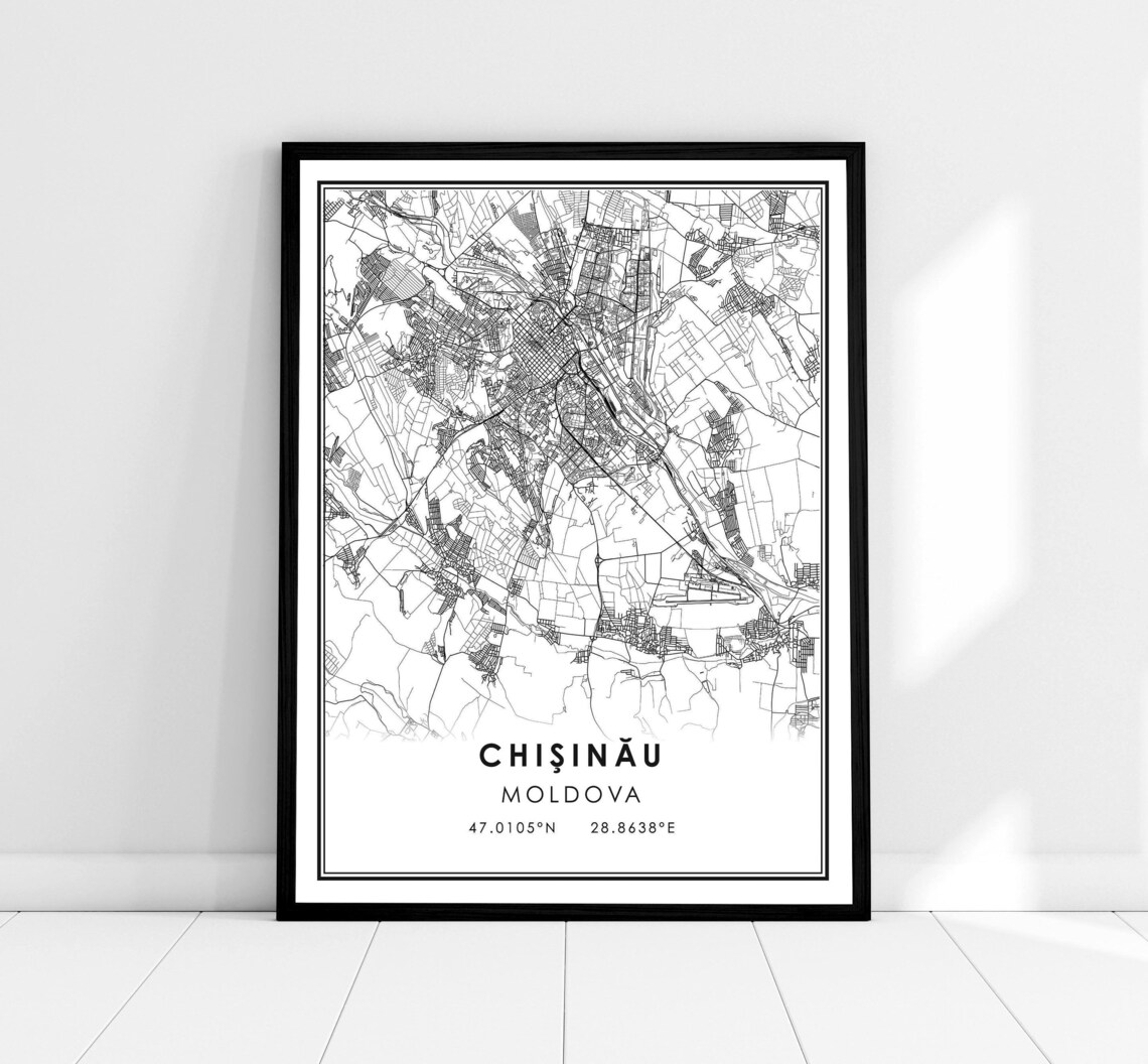 Chisinau Map Print Poster, Moldova City Map