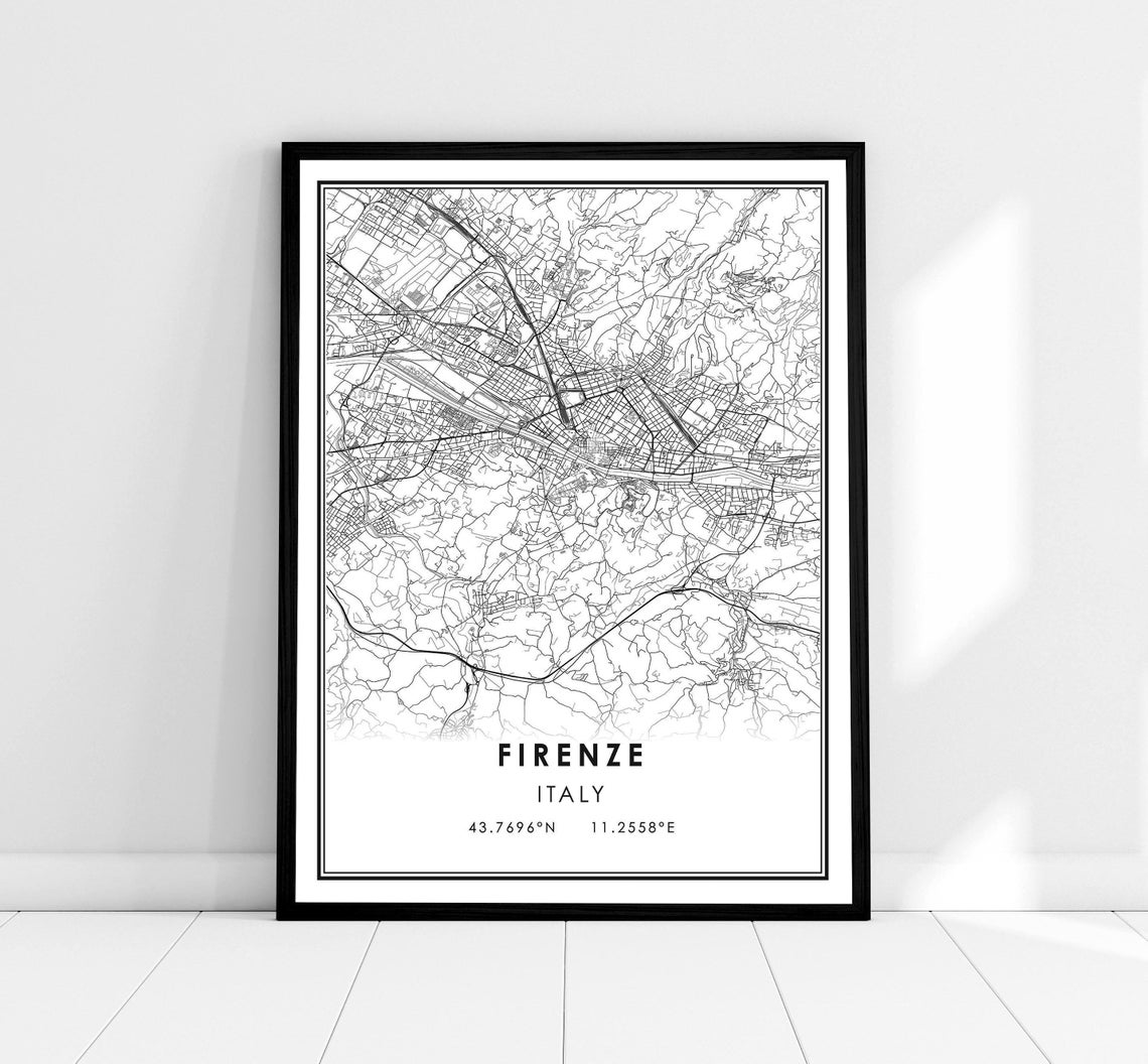 Firenze Italy Florence Minimalist City Streets Map Art Print