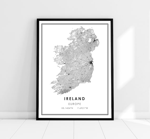 Ireland Country Map Art Print, Travel Wall Map