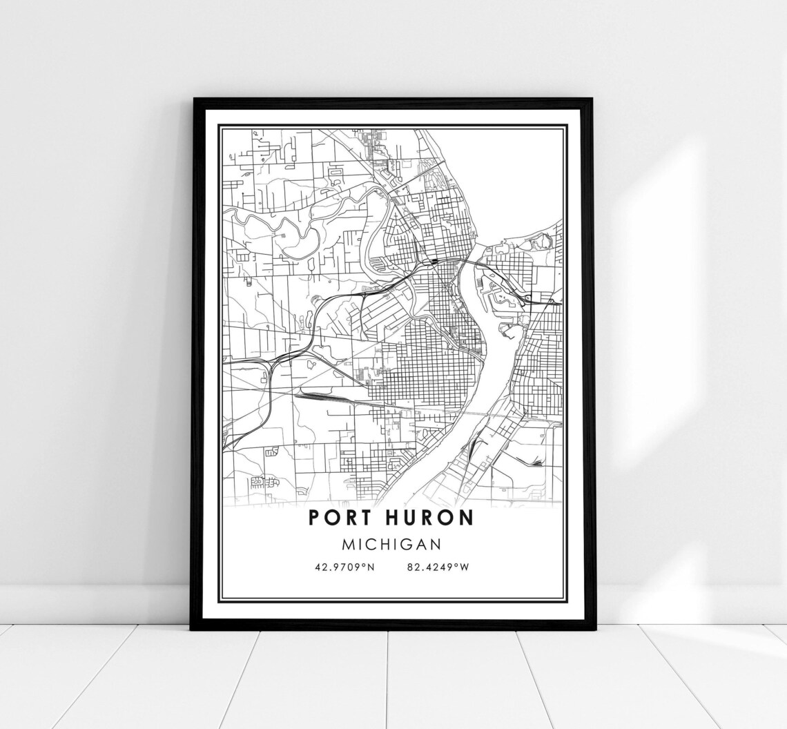 Port Huron Map Print, Michigan City Travel Poster
