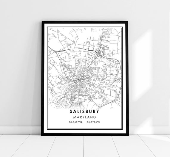 Salisbury Map Print Poster, Maryland City