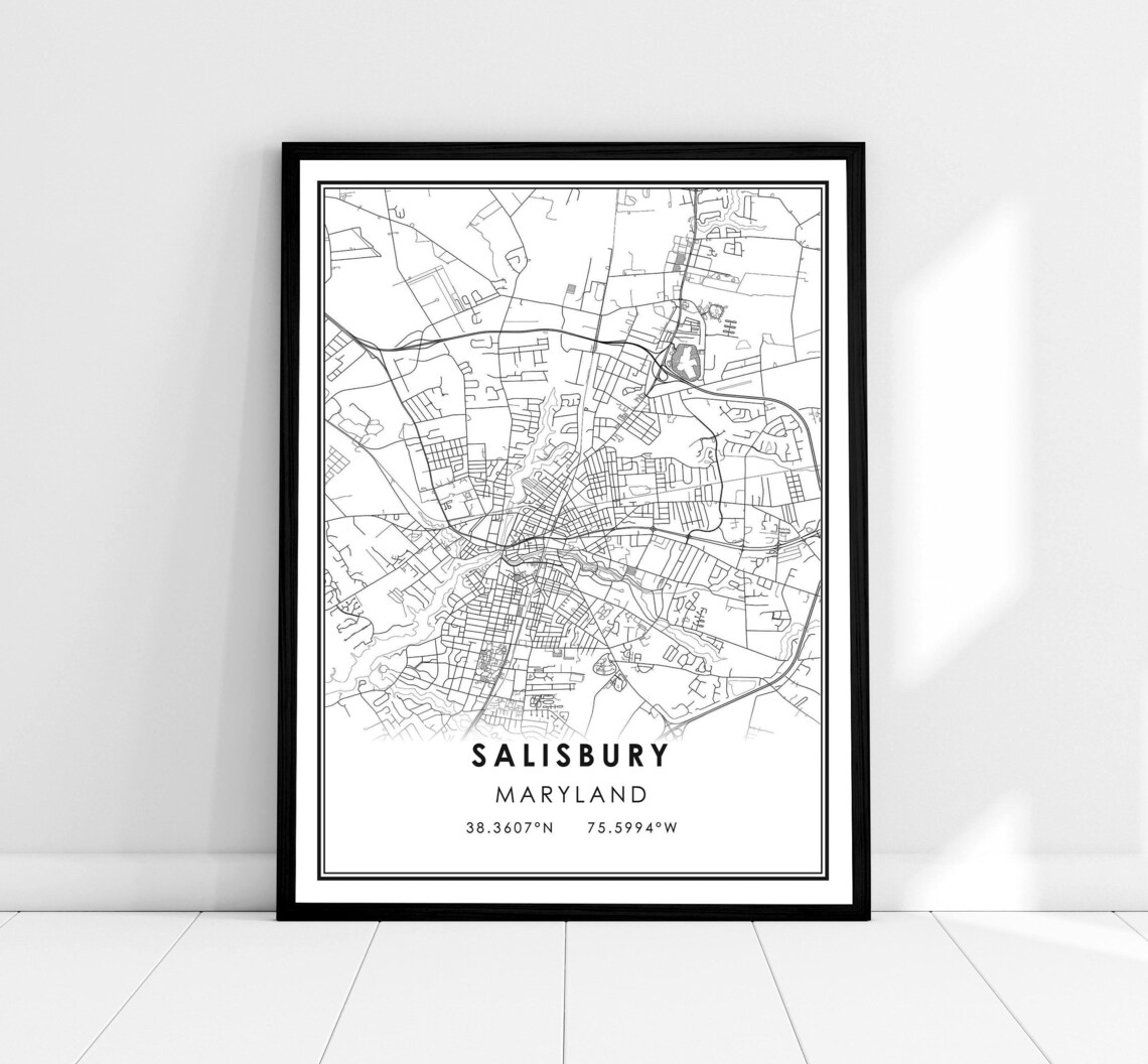 Salisbury Map Print Poster, Maryland City