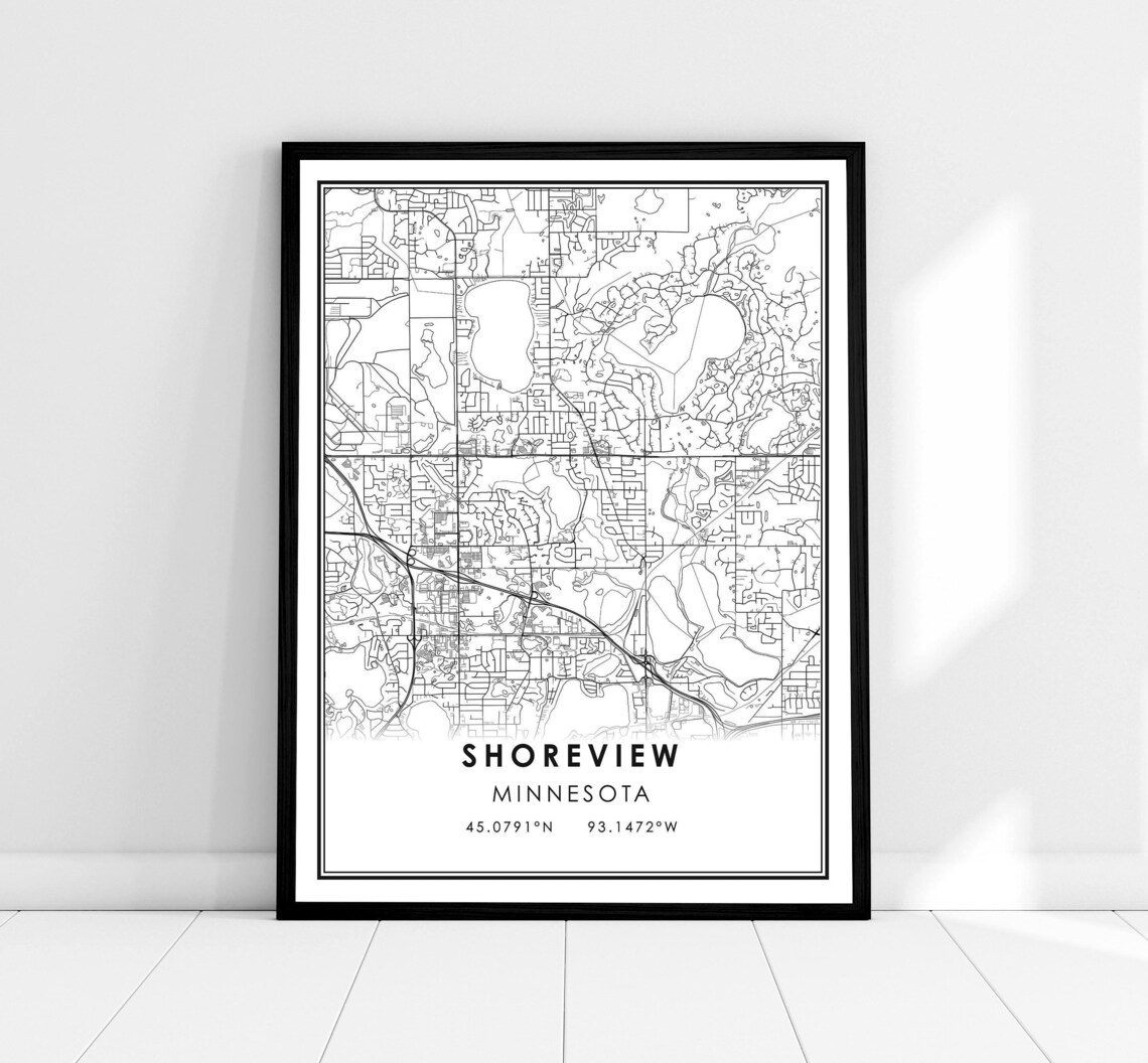 Shoreview Map Art Print, Minnesota City Travel Poster