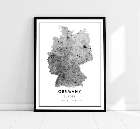 Germany Country Map Poster, Travel Map Wall Art