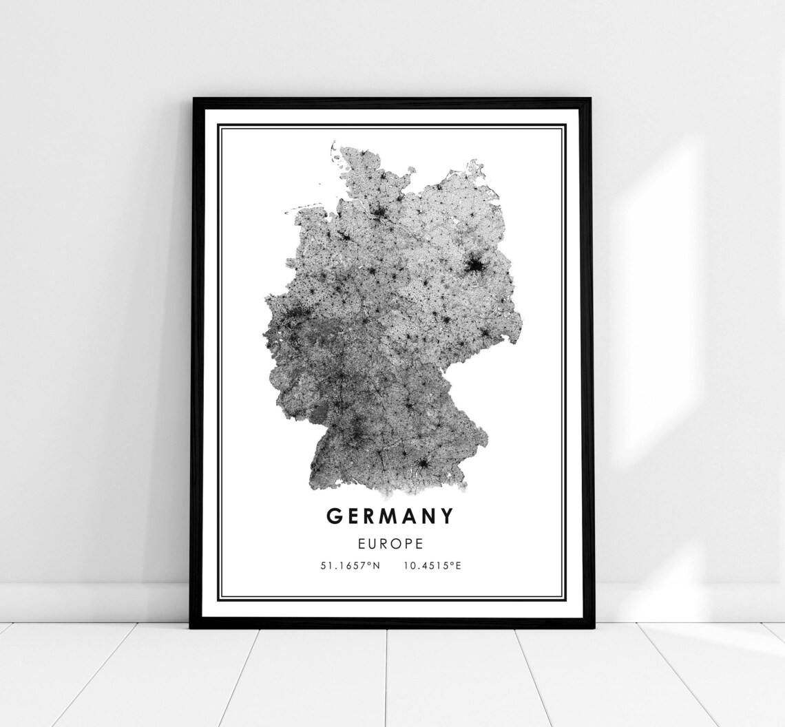 Germany Country Map Poster, Travel Map Wall Art