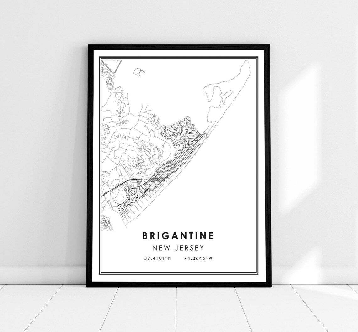 Brigantine Map Print Poster, New Jersey City