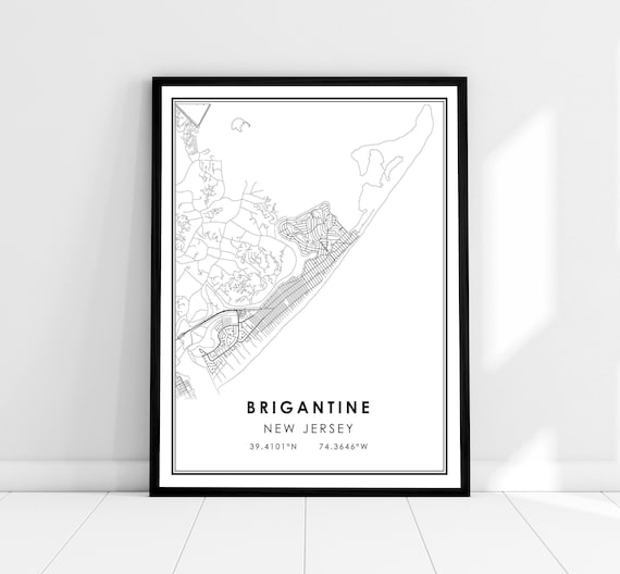Brigantine Map Print Poster, New Jersey City