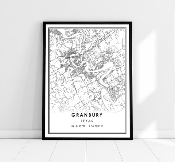 Granbury Map Print, Texas City Travel Poster
