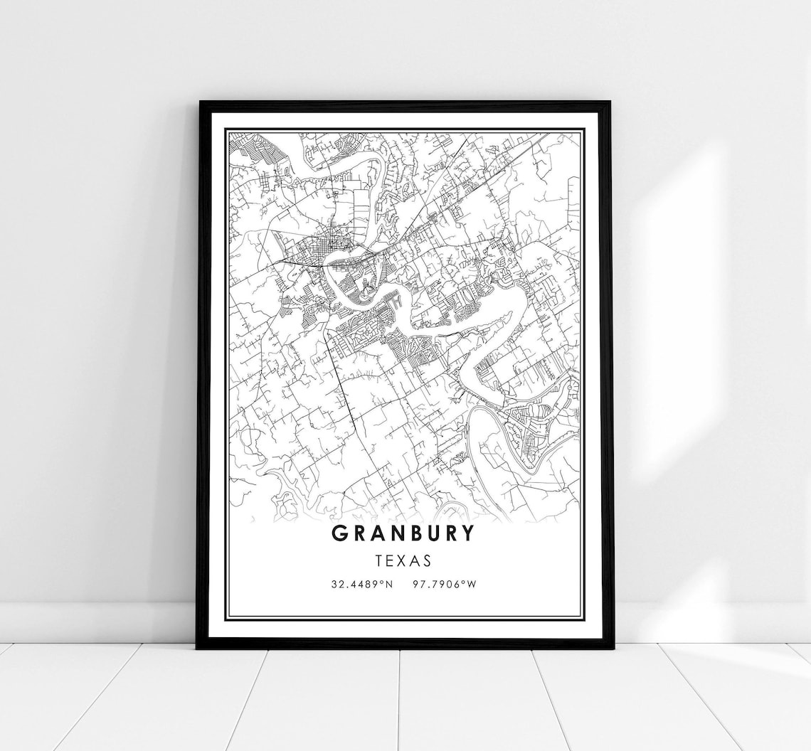 Granbury Map Print, Texas City Travel Poster
