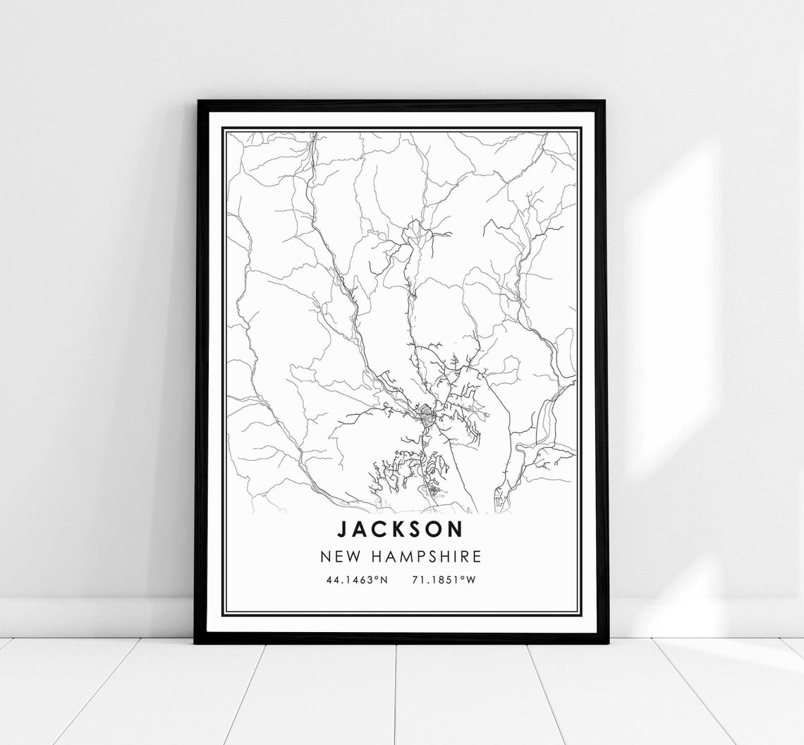 Jackson New Hampshire City Street Map Minimalist Travel Poster
