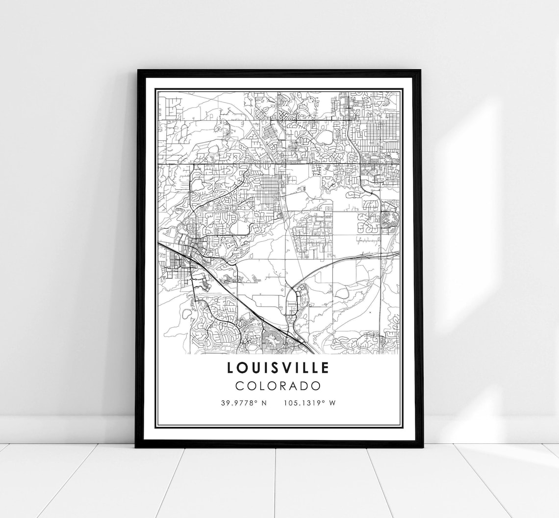 Louisville Map Print, Colorado City Travel Poster
