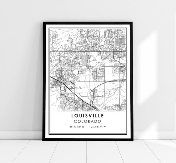 Louisville Map Print, Colorado City Travel Poster
