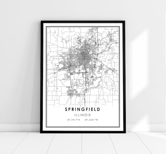 Springfield Map Print Poster, Illinois City