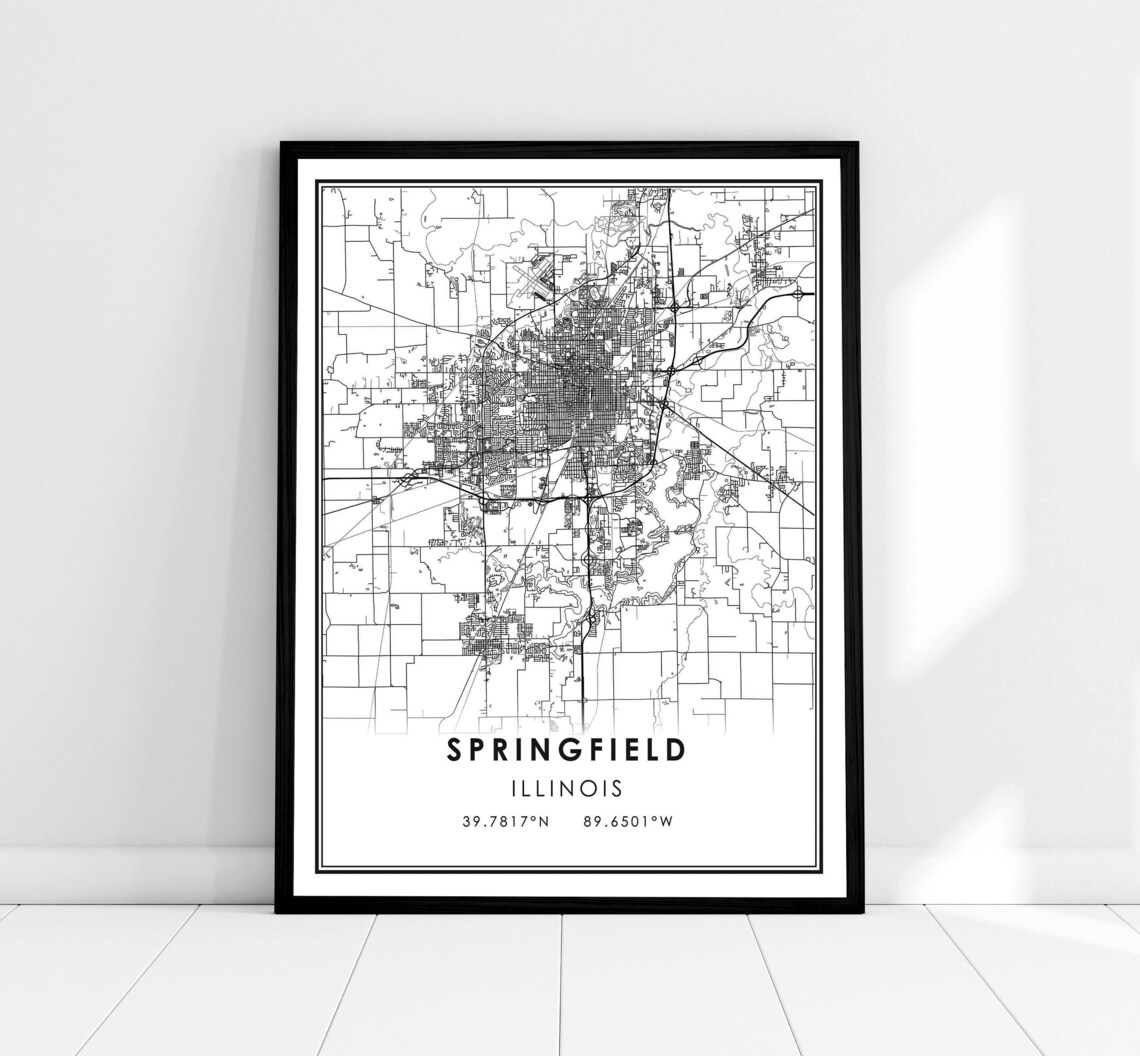 Springfield Map Print Poster, Illinois City