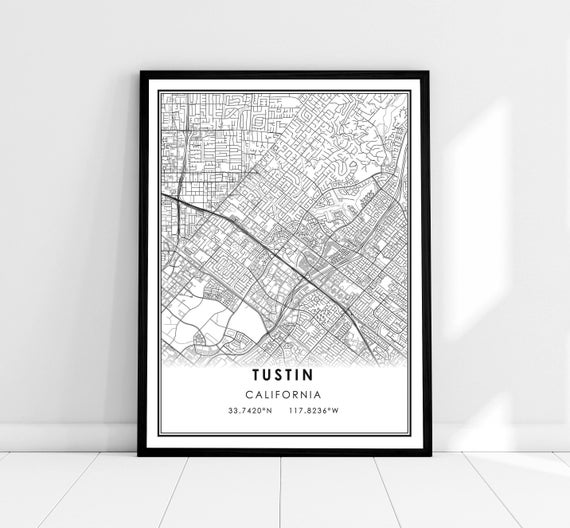 Tustin Map Print Poster, City Travel Art