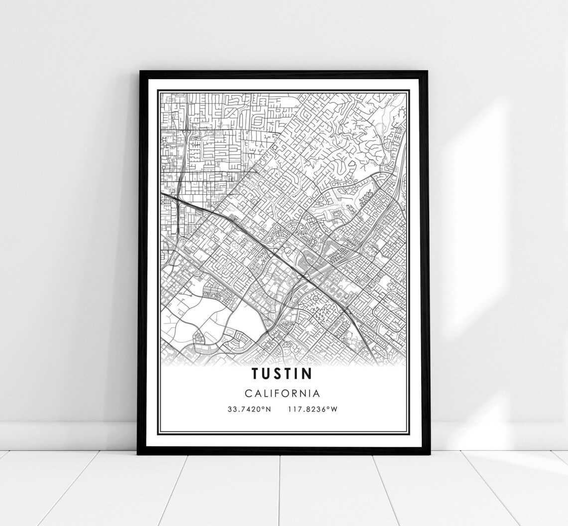 Tustin Map Print Poster, City Travel Art
