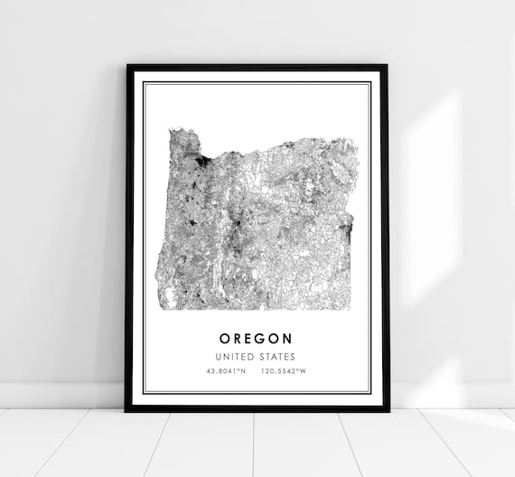 Oregon United States Map Poster Print