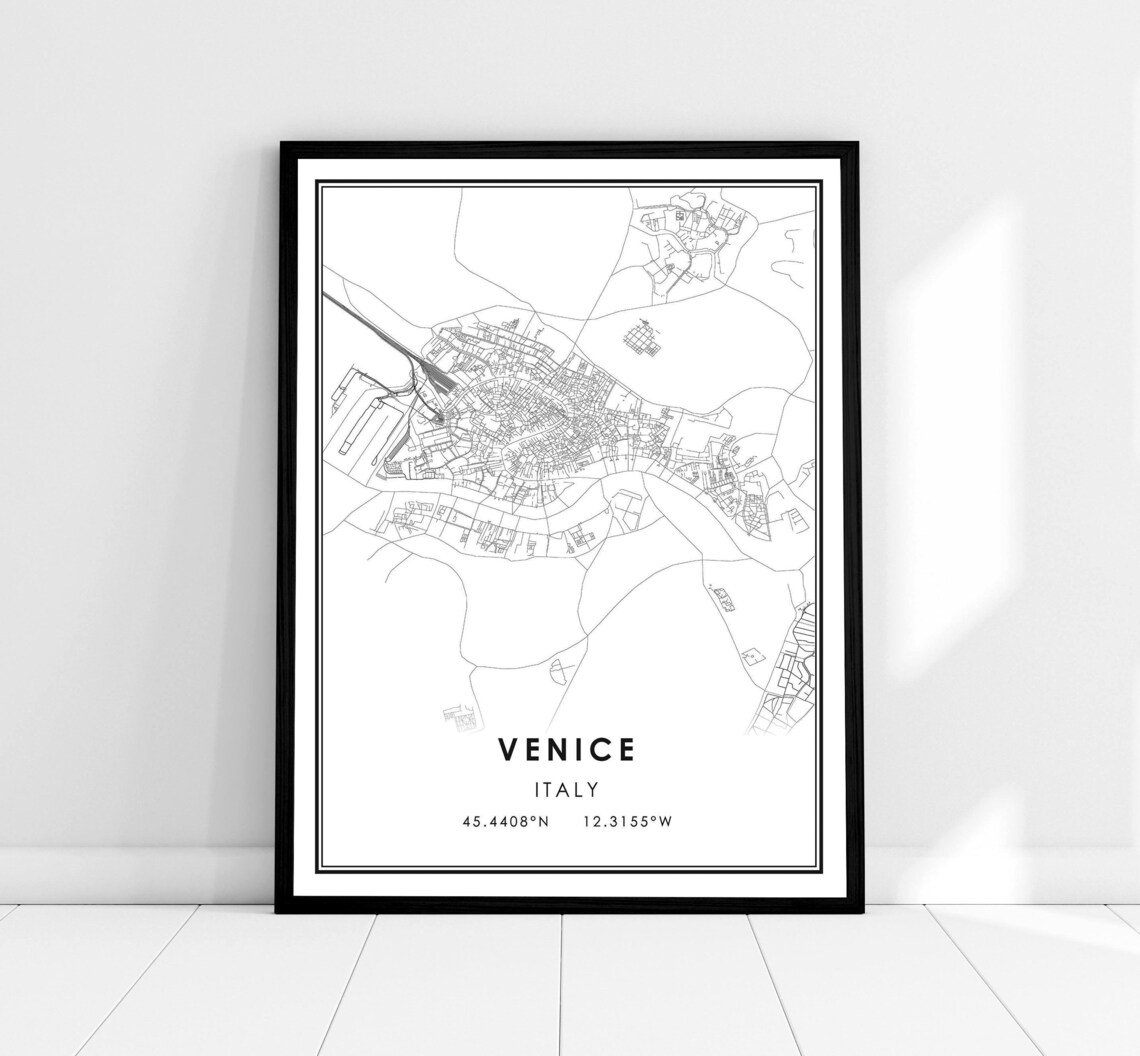 Venice Map Print Poster, Italy City Travel Poster