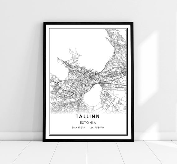 Tallinn Map Poster, Estonia City Travel Print