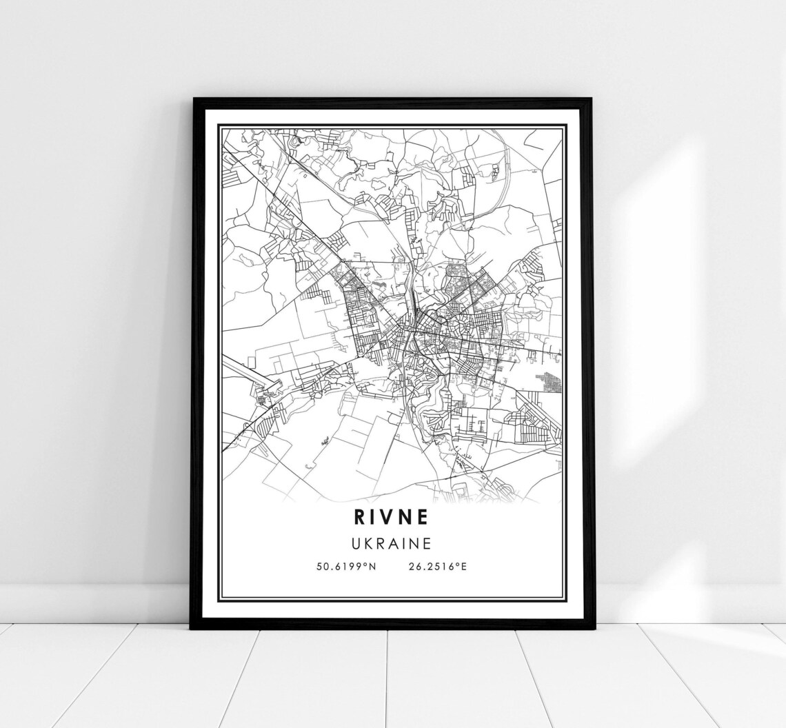 Rivne Ukraine Minimalist City Street Map Elegant Modern Art Poster