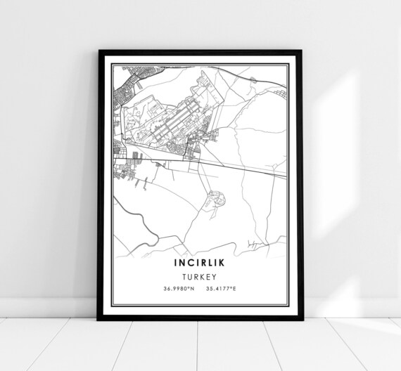 Incirlik Turkey Minimalist City Street Map Coordinates Poster