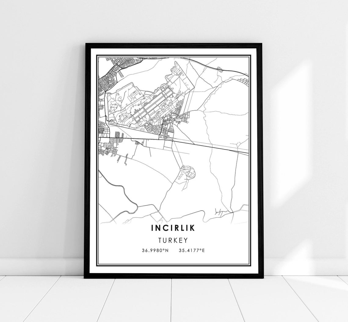 Incirlik Turkey Minimalist City Street Map Coordinates Poster