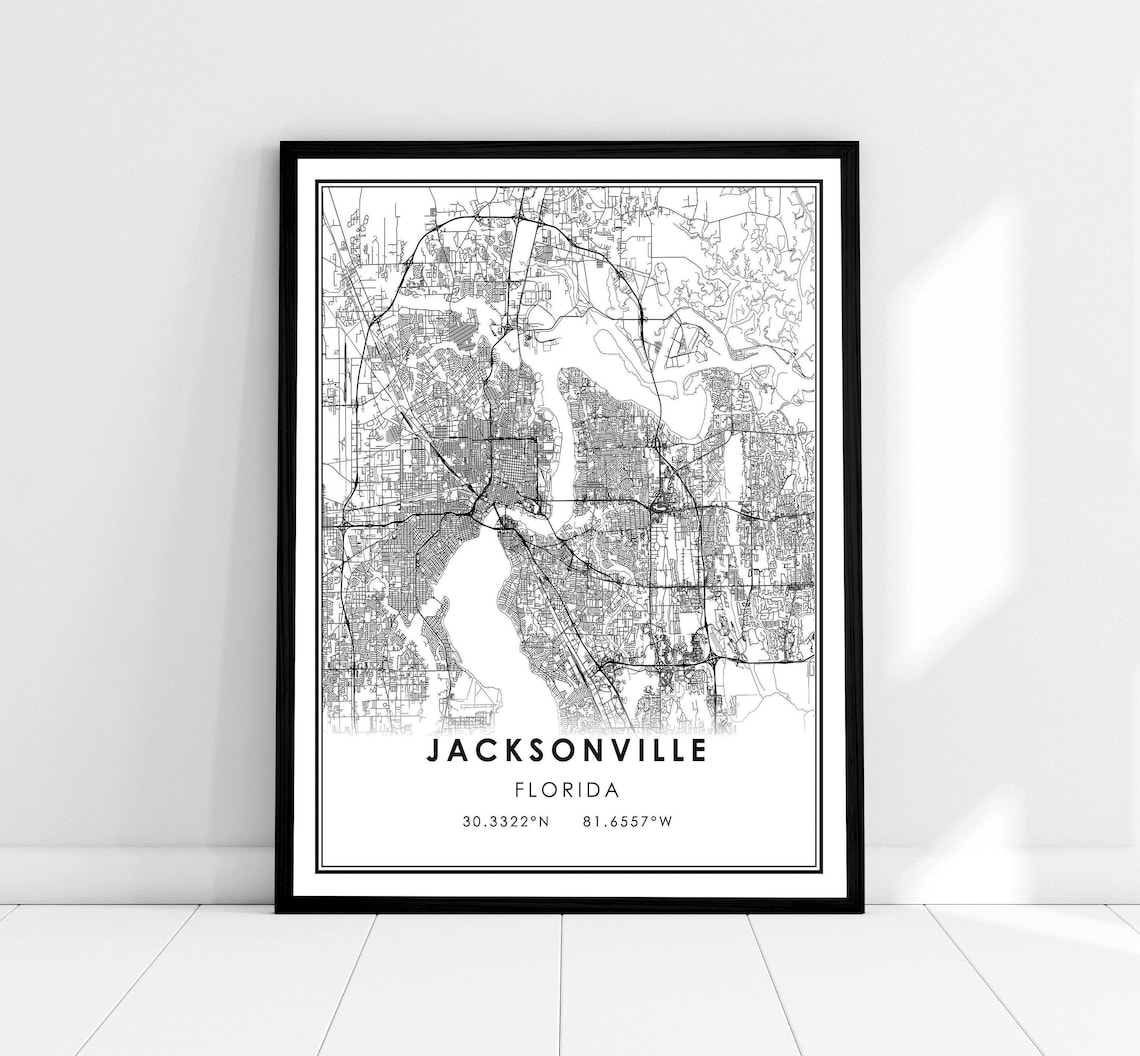 Jacksonville Map Print, Florida City Travel Poster