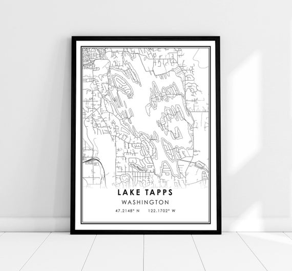 Lake Tapps Map Print, Washington Travel Poster