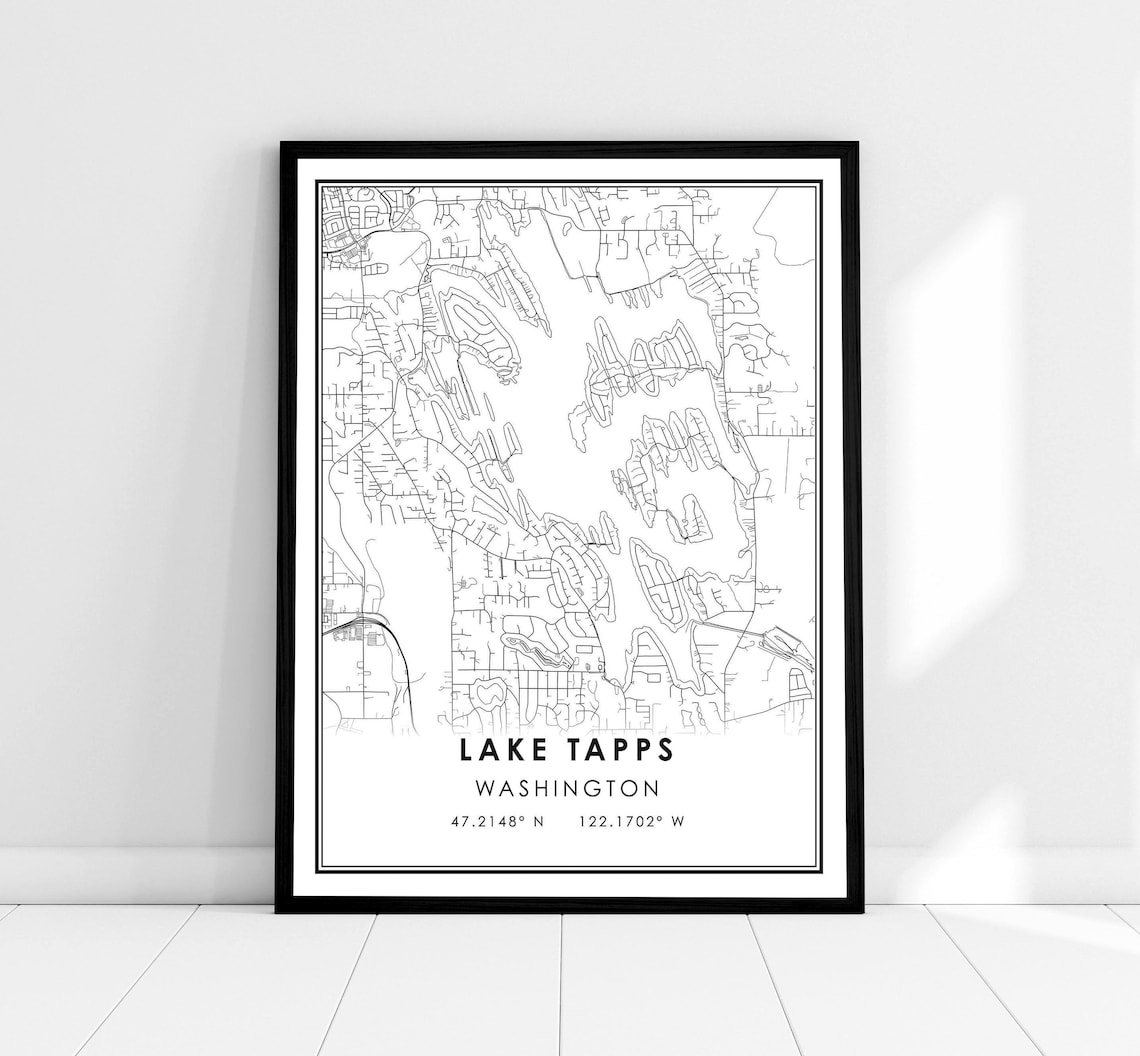 Lake Tapps Map Print, Washington Travel Poster