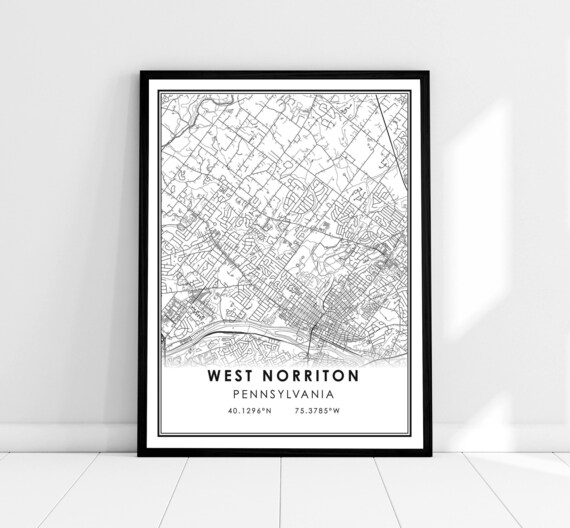West Norriton Pennsylvania Minimalist City Street Map Wall Art
