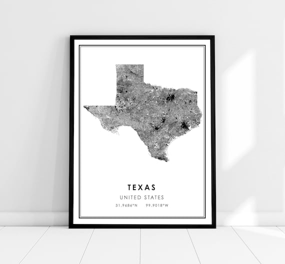 Texas United States Map Print, Travel Wall Poster
