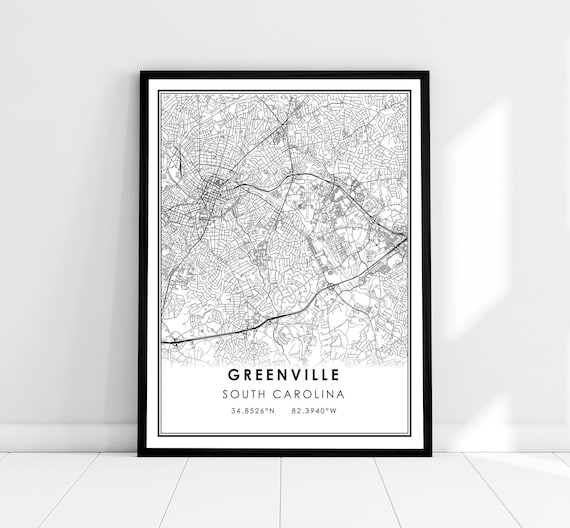 Greenville Map Poster, South Carolina City Travel