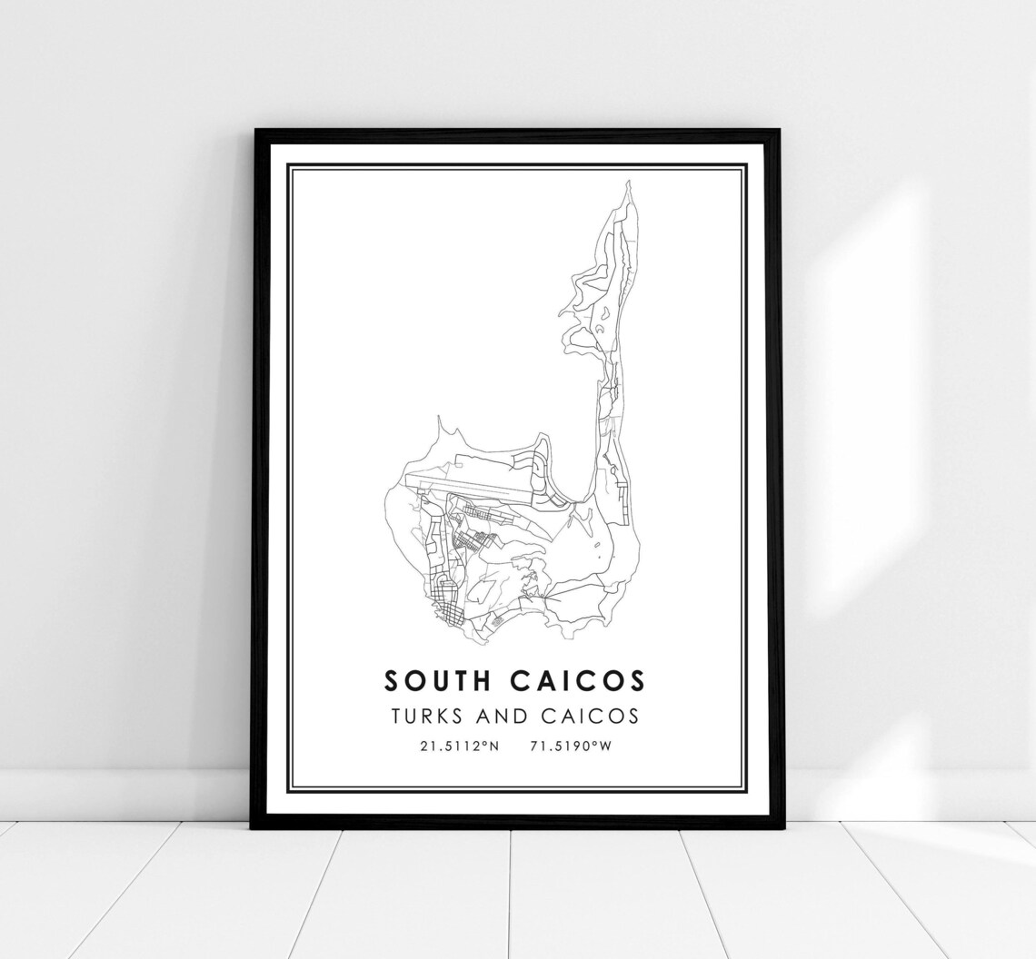 South Caicos Map Print, Turks And Caicos Travel Poster