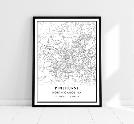 Pinehurst Map Print, North Carolina Travel Poster