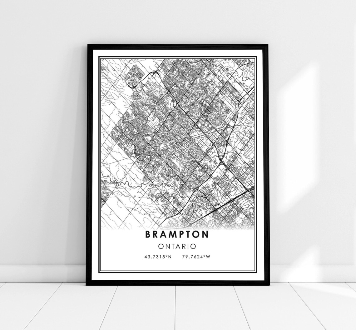 Brampton Map Print, Ontario City Travel Poster