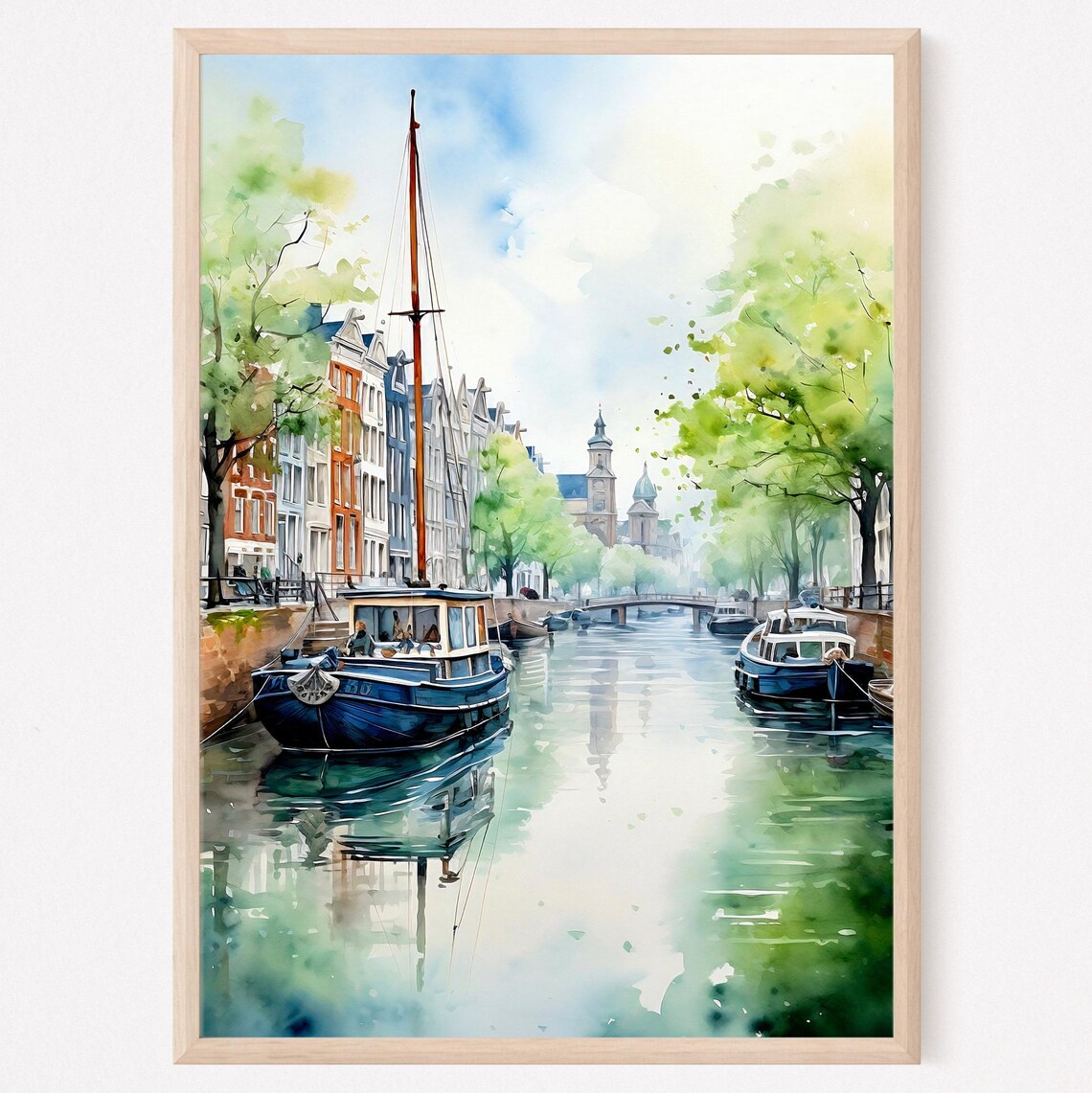 Amsterdam Canal Houses Watercolor Art Print