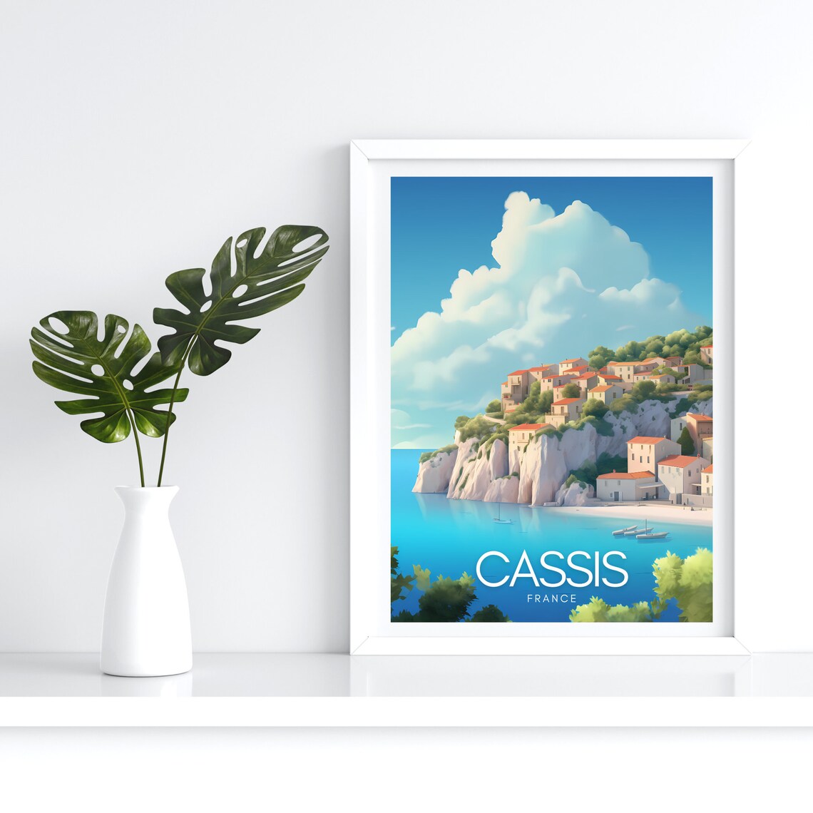 Cassis France Travel Poster with Cliffside Village and Turquoise Sea - Image 4