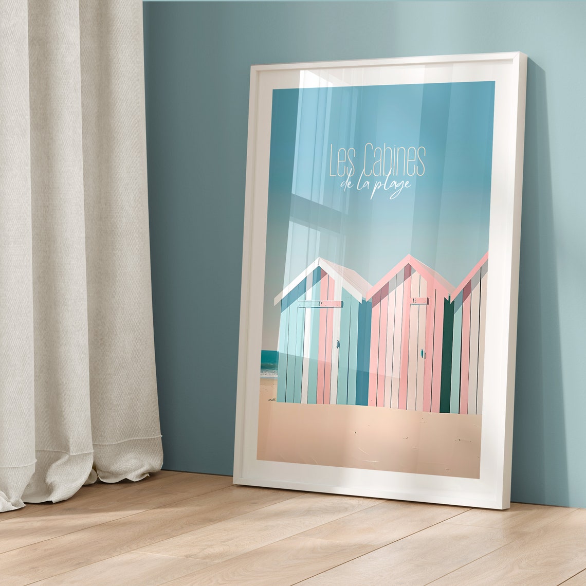 Les Cabines de la Plage Pastel Beach Huts French Seaside Poster - Image 5