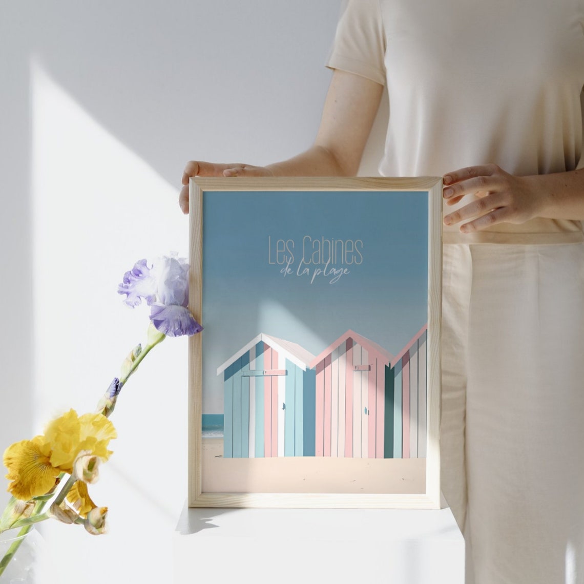 Les Cabines de la Plage Pastel Beach Huts French Seaside Poster - Image 3