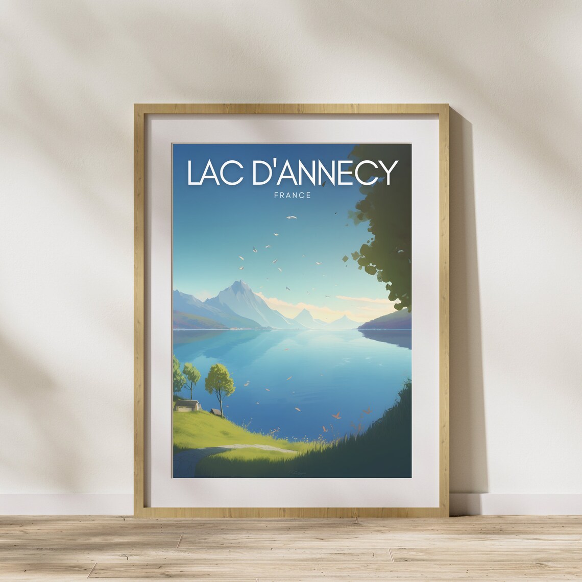 Lac d'Annecy France Turquoise Lake Mountain Shore Birds Poster - Image 3