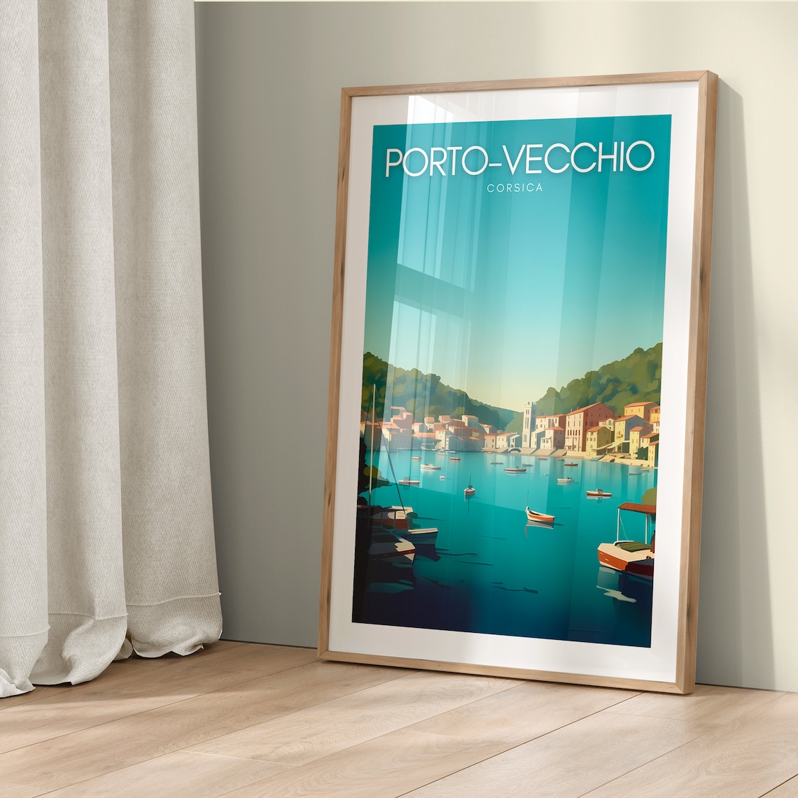Porto Vecchio Corsica Harbor Boats Old Town Seaside Travel Poster - Image 5