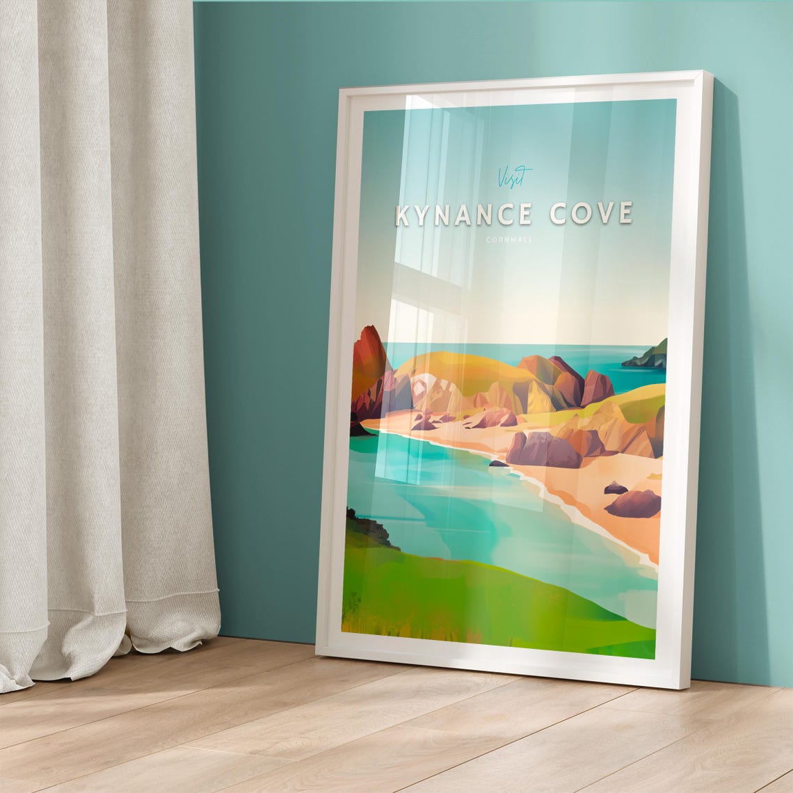 Kynance Cove Cornwall Coastal Cliffs Turquoise Beach Travel Poster - Image 5