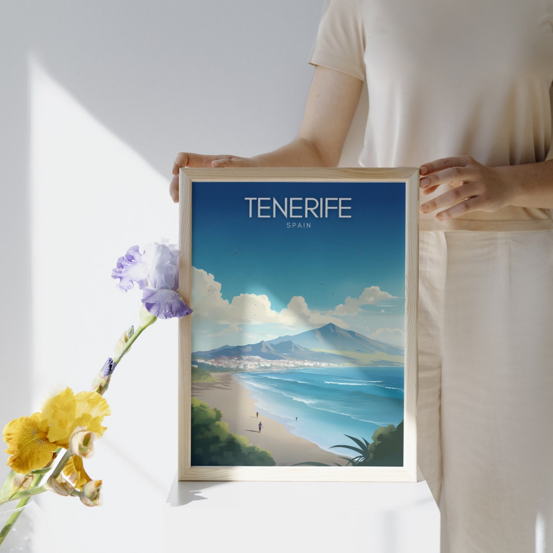 Tenerife Spain Beach and Mountain Canary Islands Travel Poster - Image 2