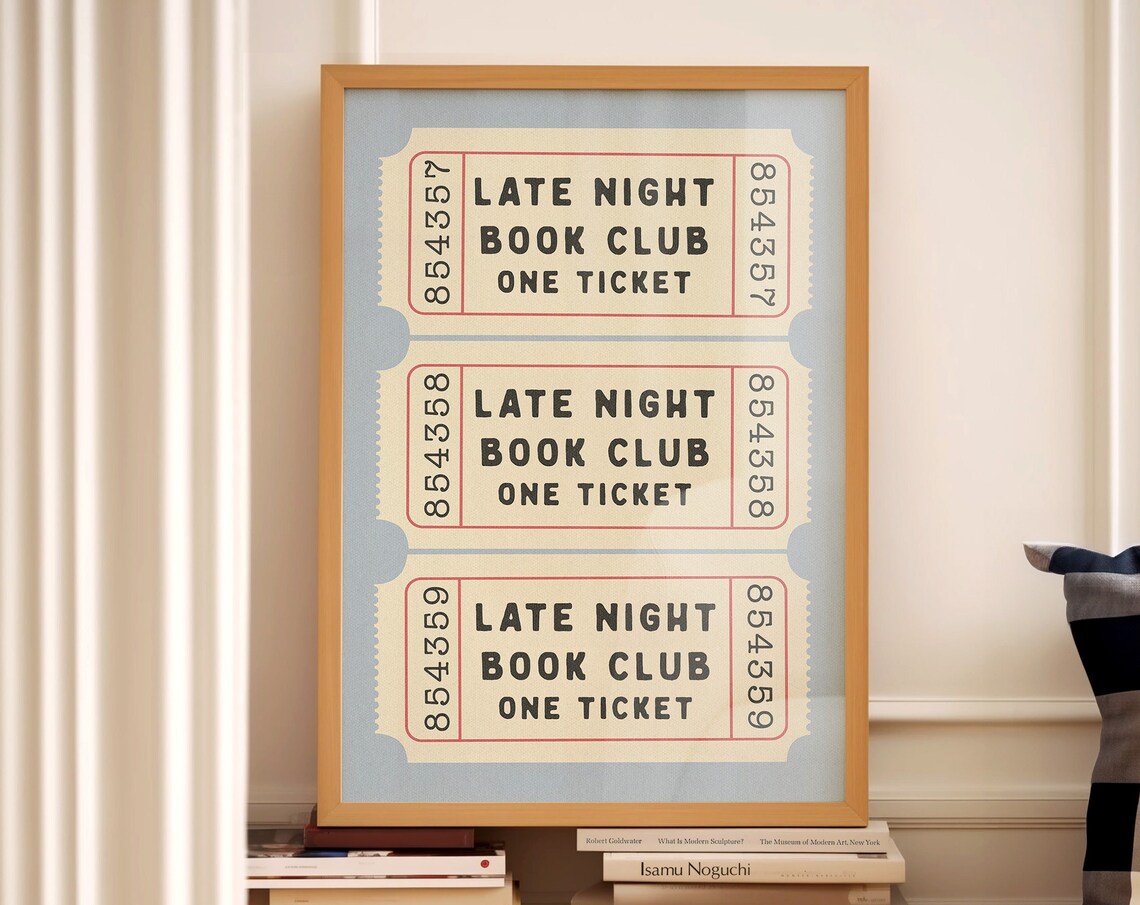 Late Night Book Club Ticket Poster, Retro Aesthetic - Image 4