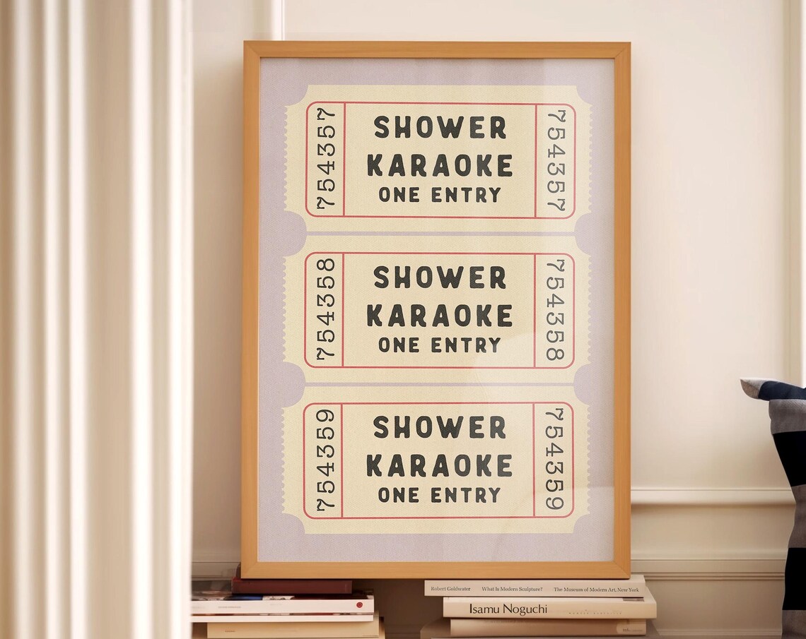 Shower Karaoke Ticket, Retro Bathroom Art Print - Image 3