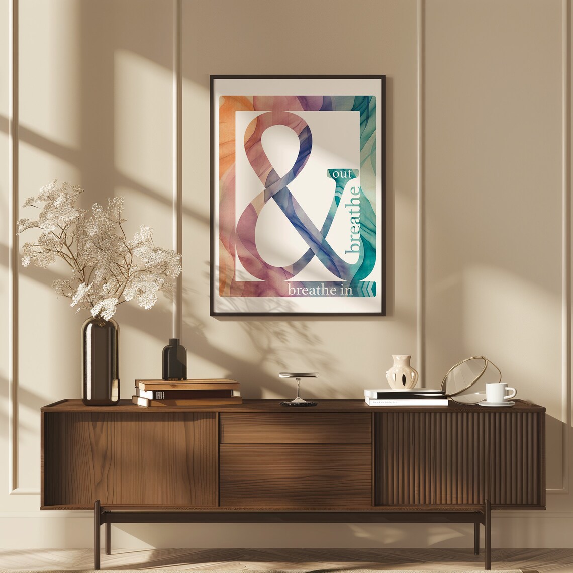 Breathe In And Breathe Out Typography Wall Art Inhale Exhale Wall Decor Meditation Relaxation Print - Image 3