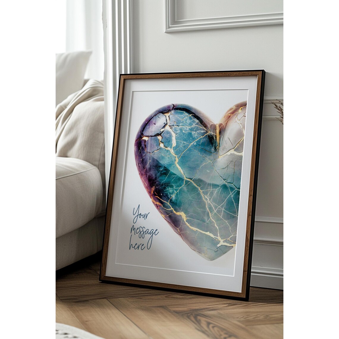 Personalized Purple Kintsugi Heart Custom Message Gold Crack Poster - Image 4
