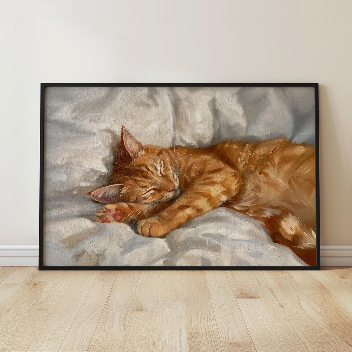 Orange Cat Sleeping Ginger Cat Vintage Wall Art Print - Image 4