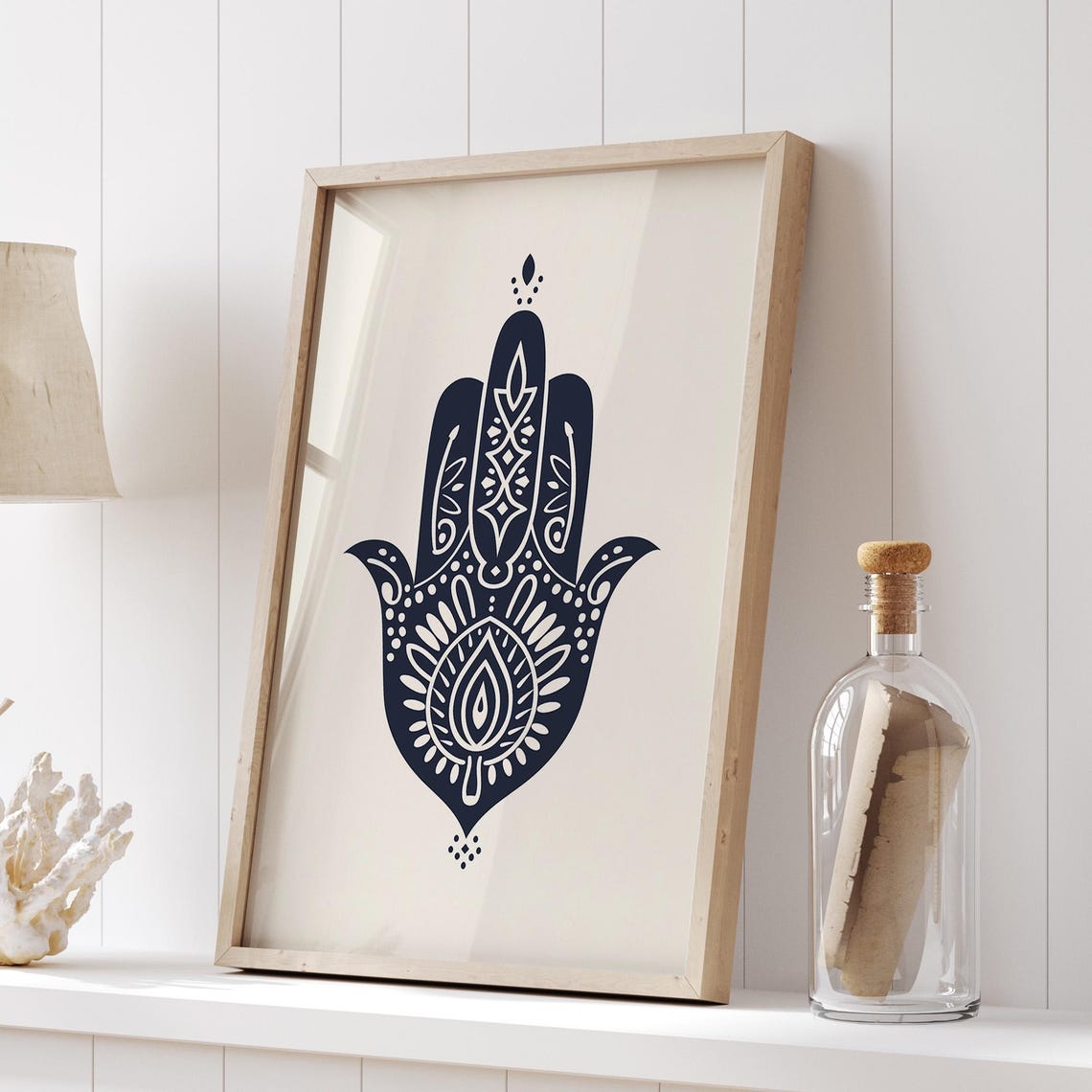 Hamsa Hand Mandala In Black And White Spiritual Amulet Poster - Image 5