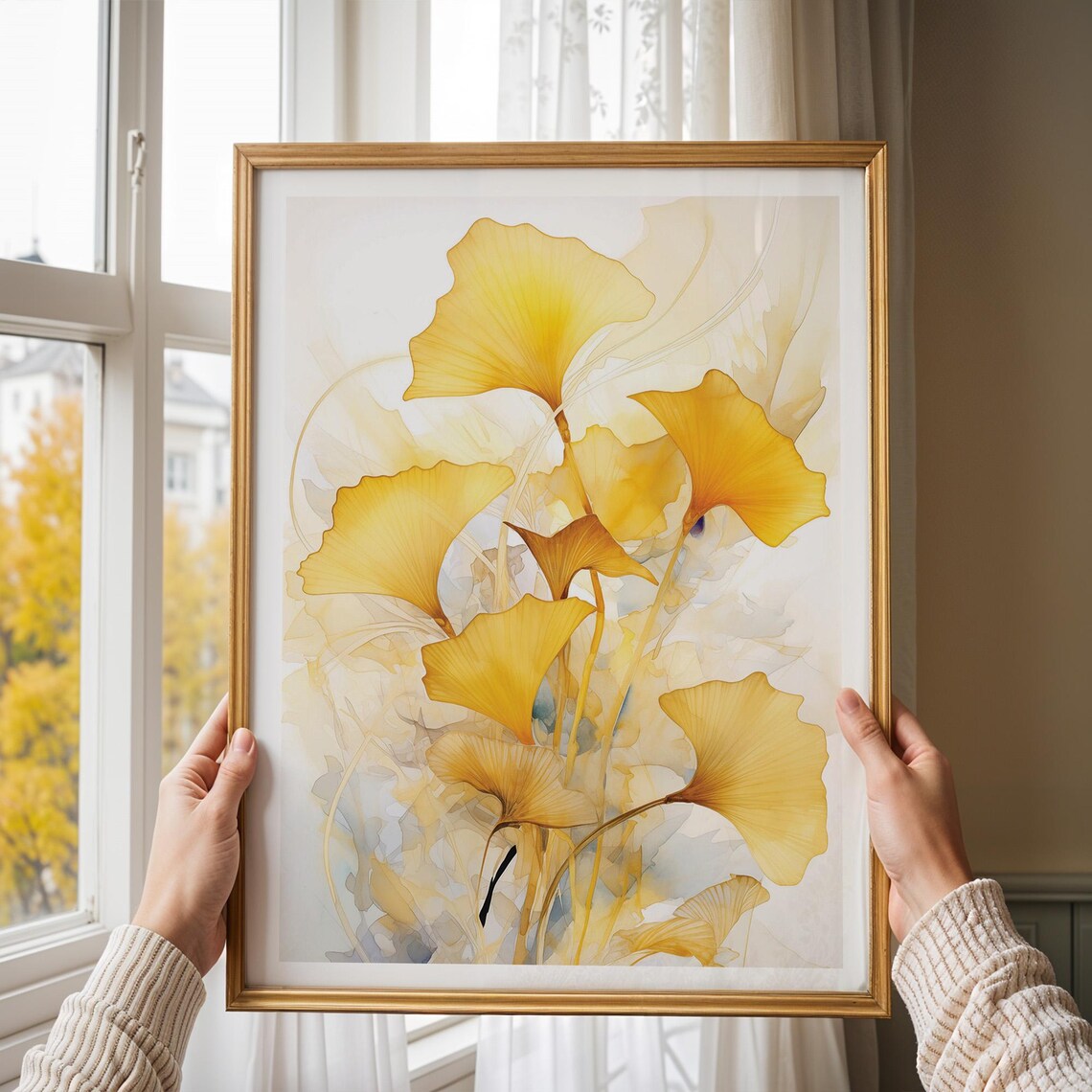 Golden Yellow Ginkgo Leaves Botanical Poster Minimalist Nature - Image 5